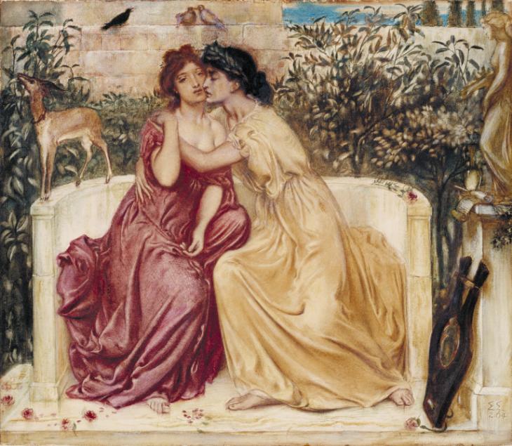 Sappho and Erinna in a Garden at Mytilene 1864 Simeon Solomon 1840-1905 Purchased 1980 http://www.tate.org.uk/art/work/T03063